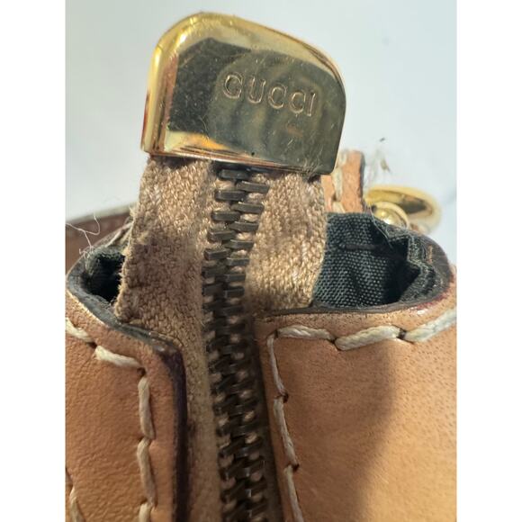 Vintage Gucci Tan Leather Hobo Shoulder Bag Gold Hardware Made in Italy - Picture 12 of 15